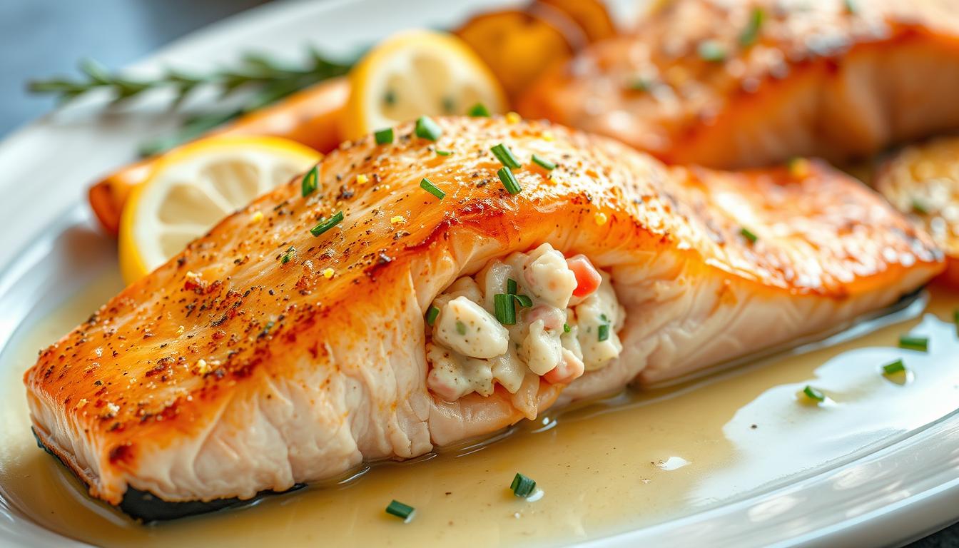 crab stuffed salmon
